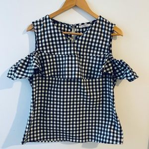Cold Shoulder Gingham Top